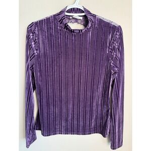 Suzy Shier Purple Velvet Lace Back Top M Whimsigoth Party Y2K Victorian Gothic